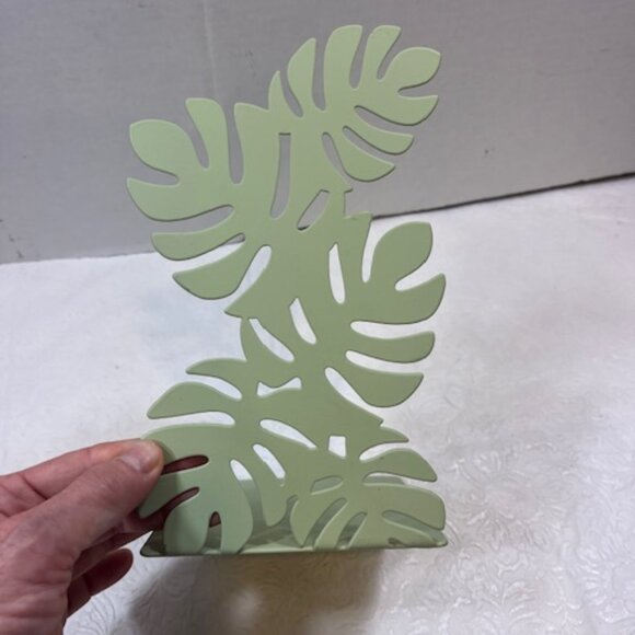 Light Green Metal Leaf Designed Book End Nature 8"x4.75" - Picture 3 of 8